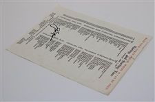Jack Nicklaus Signed 1966 Masters Tournament Thursday Pairing Sheet JSA ALOA