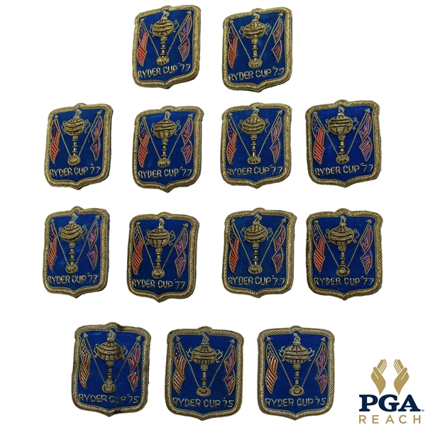 Ten (10) 1977 Ryder Cup at Royal Lytham & St. Annes & Three (3) 1975 Small Blue Coat Crests
