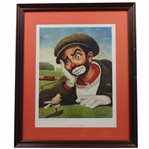 Four (4) Classic Weary Willie Clown Golf Prints - Framed