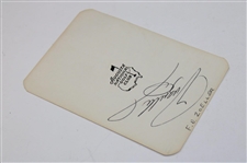 Fuzzy Zoeller Signed Augusta National Par 3 Course Scorecard