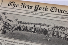 1930 New York Times Bobby Jones 'Jones Wins U. S. Open For The Fourth Time As 10,000 Look On' Newspaper Article