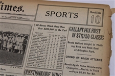 1930 New York Times Bobby Jones 'Jones Wins U. S. Open For The Fourth Time As 10,000 Look On' Newspaper Article