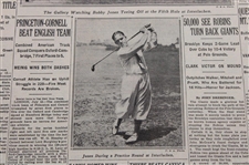 1930 New York Times Bobby Jones 'Jones Wins U. S. Open For The Fourth Time As 10,000 Look On' Newspaper Article