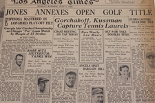 1929 Los Angeles Times Bobby Jones 'Ascends Throne Once More' Newspaper Article