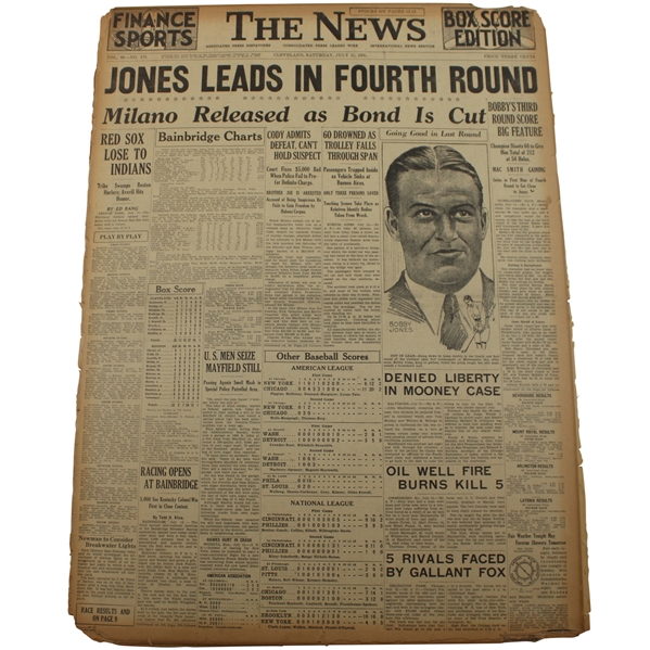 1930 The News Bobby Jones Jones Leads In Fourth Round Newspaper Article