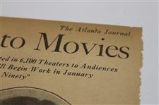 1933 Atlanta Journal Bobby Jones 'Bobby Jones Returns To The Movies' Newspaper Article