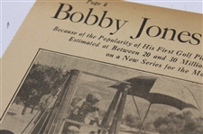 1933 Atlanta Journal Bobby Jones 'Bobby Jones Returns To The Movies' Newspaper Article