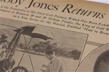 1933 Atlanta Journal Bobby Jones 'Bobby Jones Returns To The Movies' Newspaper Article