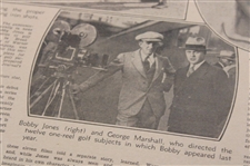 1933 Atlanta Journal Bobby Jones 'Bobby Jones Returns To The Movies' Newspaper Article