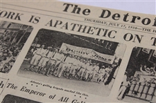 1930 Detroit News Bobby Jones 'The Emperor Of All Golf Receives The Plaudits Of The Multitude' Newspaper Article