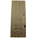1923 Sunday Sentinel Bobby Jones 'Bobby's Looking For More Fame' Newspaper Article