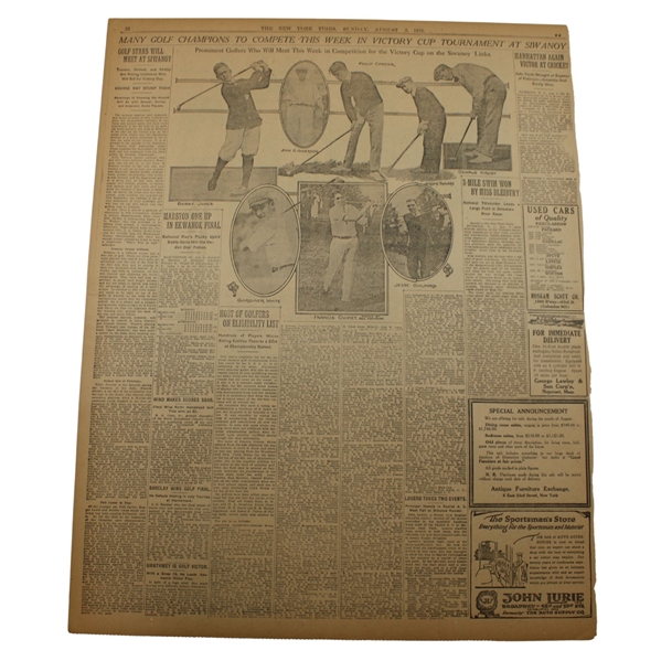 1919 New York Times Bobby Jones Golf Stars Will Meet At Siwanoy Newspaper Article/Photo