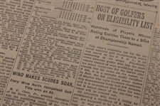 1919 New York Times Bobby Jones 'Golf Stars Will Meet At Siwanoy' Newspaper Article/Photo
