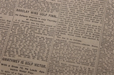 1919 New York Times Bobby Jones 'Golf Stars Will Meet At Siwanoy' Newspaper Article/Photo