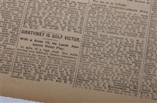 1919 New York Times Bobby Jones 'Golf Stars Will Meet At Siwanoy' Newspaper Article/Photo
