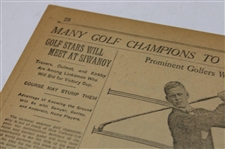 1919 New York Times Bobby Jones 'Golf Stars Will Meet At Siwanoy' Newspaper Article/Photo