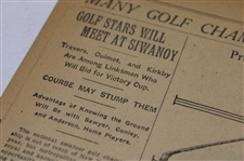 1919 New York Times Bobby Jones 'Golf Stars Will Meet At Siwanoy' Newspaper Article/Photo