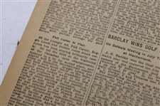 1919 New York Times Bobby Jones 'Golf Stars Will Meet At Siwanoy' Newspaper Article/Photo