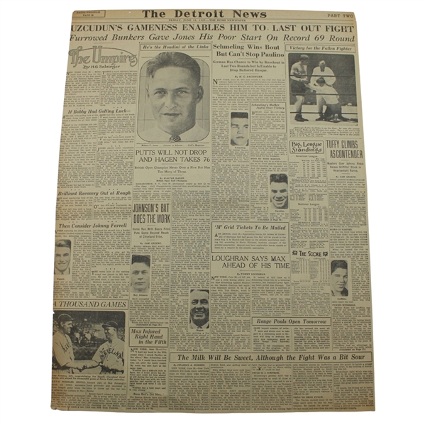 1929 Detroit News Bobby Jones Hes The Houdini Of The Links Newspaper Article