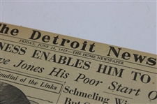 1929 Detroit News Bobby Jones 'He's The Houdini Of The Links' Newspaper Article