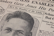 1929 Detroit News Bobby Jones 'He's The Houdini Of The Links' Newspaper Article