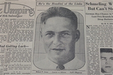 1929 Detroit News Bobby Jones 'He's The Houdini Of The Links' Newspaper Article