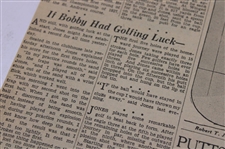 1929 Detroit News Bobby Jones 'He's The Houdini Of The Links' Newspaper Article