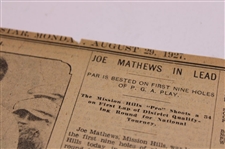 1927 Kansas City Star Bobby Jones 'The Finish Of The Championship Match' Newspaper Article