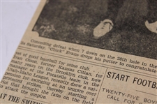 1927 Kansas City Star Bobby Jones 'The Finish Of The Championship Match' Newspaper Article