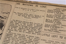 1927 Kansas City Star Bobby Jones 'The Finish Of The Championship Match' Newspaper Article