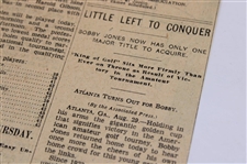 1927 Kansas City Star Bobby Jones 'The Finish Of The Championship Match' Newspaper Article