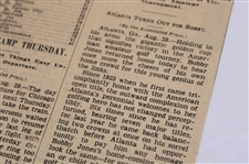 1927 Kansas City Star Bobby Jones 'The Finish Of The Championship Match' Newspaper Article