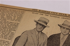 1927 Kansas City Star Bobby Jones 'Ready For The National Amateur Golf Championship Tourney' Newspaper Article