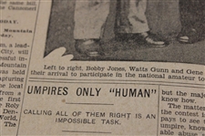 1927 Kansas City Star Bobby Jones 'Ready For The National Amateur Golf Championship Tourney' Newspaper Article