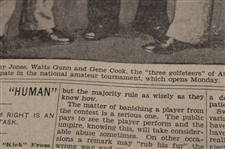 1927 Kansas City Star Bobby Jones 'Ready For The National Amateur Golf Championship Tourney' Newspaper Article