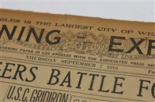1916 Los Angeles Evening Express Bobby Jones 'Golf Champion To Meet Boy Marvel In Tourney Today' Newspaper Article