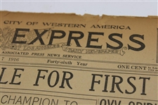 1916 Los Angeles Evening Express Bobby Jones 'Golf Champion To Meet Boy Marvel In Tourney Today' Newspaper Article