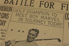 1916 Los Angeles Evening Express Bobby Jones 'Golf Champion To Meet Boy Marvel In Tourney Today' Newspaper Article