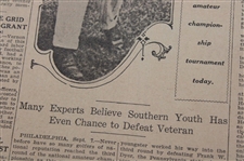 1916 Los Angeles Evening Express Bobby Jones 'Golf Champion To Meet Boy Marvel In Tourney Today' Newspaper Article