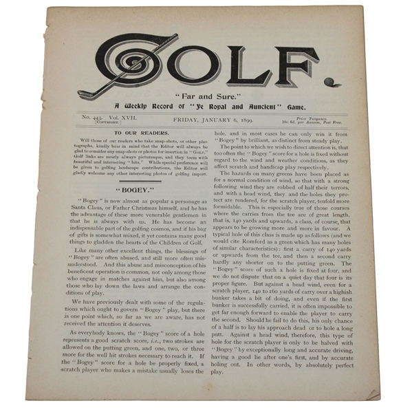 1899 Golf "Far And Sure" Weekly Record - Friday, January 6th