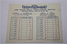 1938 Challenge Match Locke/Brews Vs. Cotton/Whitcomb at Walton Heath Photo, Articles & Scorecard