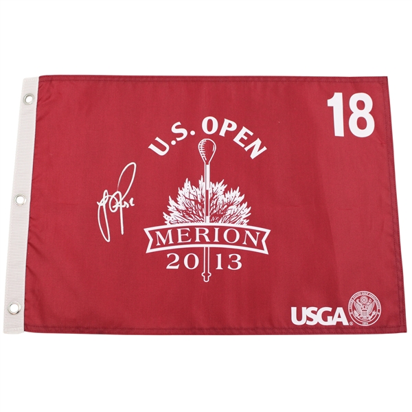 Justin Rose Signed 2013 US Open at Merion Red Screen Flag JSA ALOA