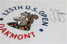 Champion JJ Spaun Signed 2025 US Open at Oakmont Embroidered Flag JSA ALOA