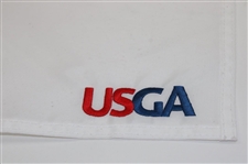 Champion JJ Spaun Signed 2025 US Open at Oakmont Embroidered Flag JSA ALOA