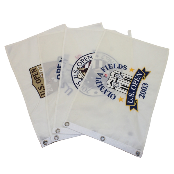 2003, 2005, 2006 & 2007 US Open Embroidered White Flags - Furyk, Campbell, Ogilvy & Cabrera