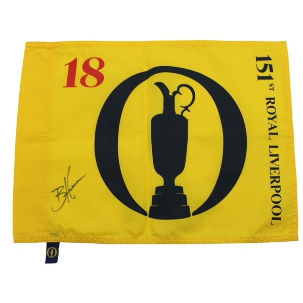 Brian Harmon Signed The Open at Royal Liverpool Flag JSA ALOA