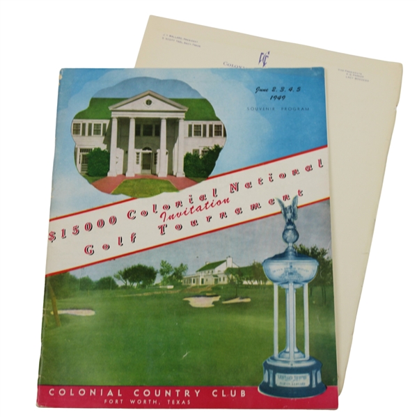 1949 Colonial National Invitation Tournament Program - No Tournament Due to Flooding (Letter)