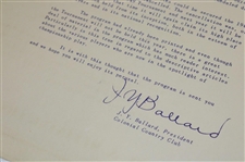 1949 Colonial National Invitation Tournament Program - No Tournament Due to Flooding (Letter)
