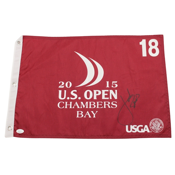 Jordan Spieth Signed 2015 US Open at Chambers Bay Flag JSA #CA33915