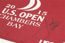 Jordan Spieth Signed 2015 US Open at Chambers Bay Flag JSA #CA33915